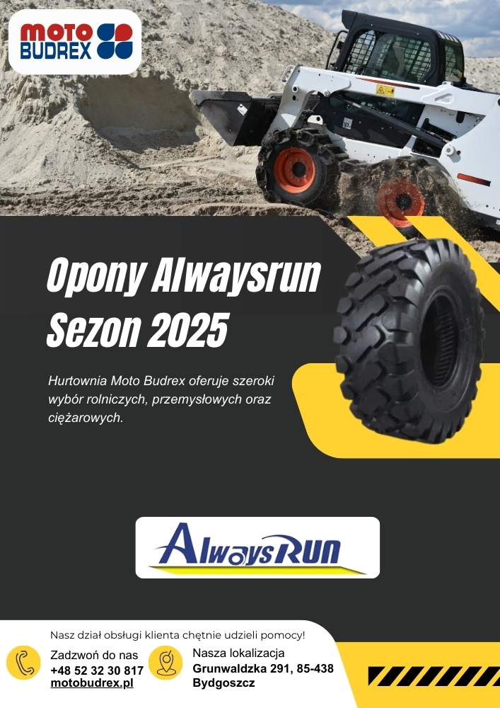 Katalog opon Alwaysrun przemysłowych, rolniczych (całoroczne) Sezon 2025 Moto Budrex